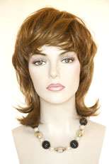 Smooth Straight Layered Shag Style Medium Brunette and Red Wigs  