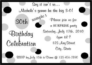 Personalized 30th Birthday Party Invitations  
