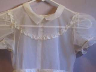 VINTAGE GIRLS FIRST COMMUNION DRESS WITH VEIL & ANNOUNCEMENT 1960S 