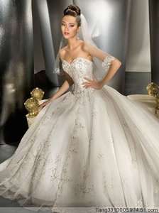   shoulder A line Chiffon Wedding Dress Bridal Gown New Free Ship  