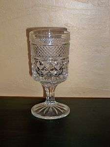 CLEAR DRINKING GOBLET/GLASS DIAMOND PATTERN, QUITE DECORATIVE  