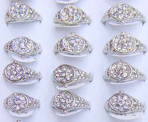 wholesale 100p charm WATCH rhinestone ring SILVER TONE  
