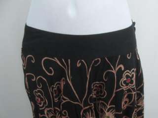 NWT JOHNNY J. Black A Line Floral Mid Calf Skirt Small  