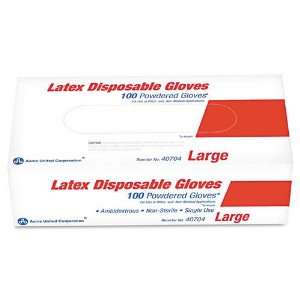  Acme United  Disposable Latex Gloves, Lightly Powdered 