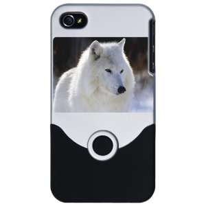   iPhone 4 or 4S Slider Case Silver Arctic White Wolf 