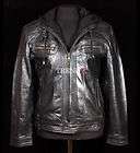 Superdry leather bomber jacket with hoodie