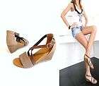 LILI MILL zeppe sandali marroni grigi legno brown grey wedges sandals 