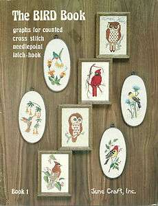   BOOK Cross Stitch & Needlepoint Pattern Lealfet owls waxwing cardinal