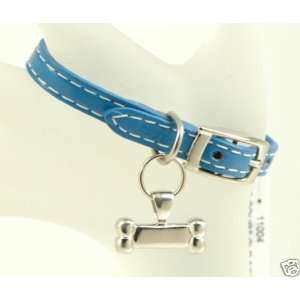  Lisa Welch Blue Leather Bracelet Sterling Silver Dog Bone 