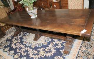10ft Mead Oak Trestle Refectory Dining Table Kitchen  