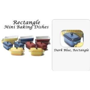  Mini 4 Rectangular Ceramic Baking Dish with Lid, Dark 