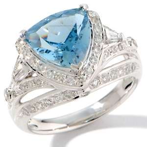    of a Kind 3.44ct Trillion Aquamarine and Diamond 14K White Gold Ring