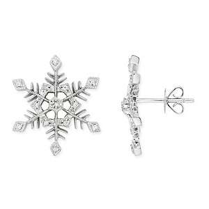 10ct Diamond 14K White Gold Snowflake Earrings 