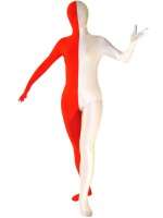 White And Red Unisex Spandex Lycra Zentai Suit