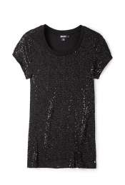 DKNY  Black Short Sleeve Sequin T Shirt by DKNY