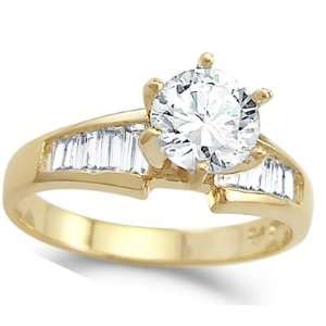CZ Engagement Ring 14k Yellow Gold Cubic Zirconia Bridal (1.50 Carat 