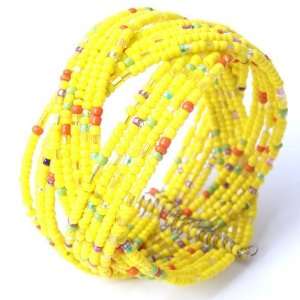    Yellow 5 strands Charm Beads Bracelet Bangle 