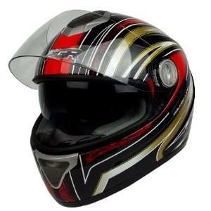   DOT APPROVED Motorcycle Street Bike Full Face Helmet (XS, Black Red