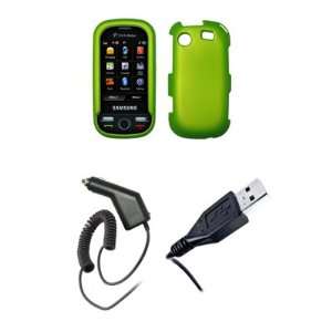 com Samsung Messager Touch R630   Neon Green Rubberized Snap On Cover 