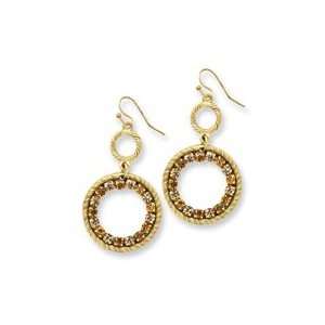   Lt and Dk Yellow Crystal Circle Drop Earrings   JewelryWeb Jewelry