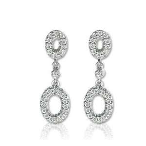    14k White Gold 1/4 Carat Diamond Oval Drop Earrings Jewelry