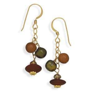   Pearl Goldstone and Horn Drop 14K Yellow Gold Fill Earrings Jewelry