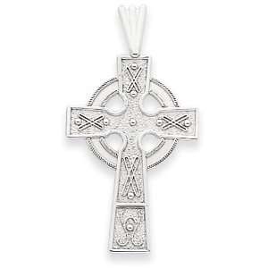  14kt White Gold 1in Celtic Cross Pendant Jewelry