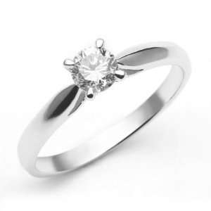   18k White Gold Diamond Solitaire Ring (0.37 ct) Size 6 Jewelry