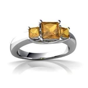   14K White Gold Square Genuine Citrine Trellis Ring Size 4.5 Jewelry