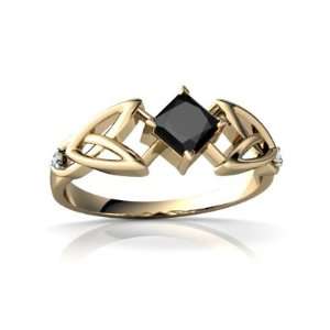   Yellow Gold Square Genuine Black Onyx Celtic Knot Ring Size 6 Jewelry