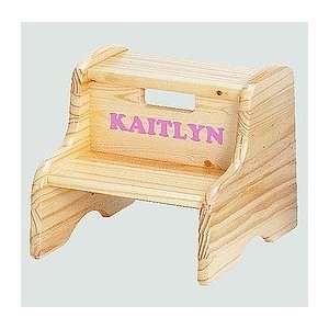 Personalized step stool   handcrafted kids wooden step stool   natural 