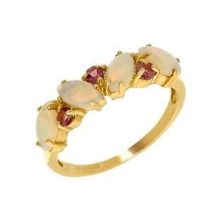    9ct Yellow Gold Opal & Pink Tourmaline Ring Size 10 Jewelry