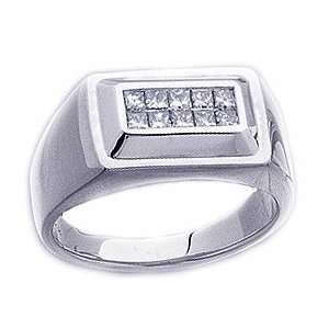    0.50Ct. 14K. White Gold Invisible Diamond Mens Ring Jewelry