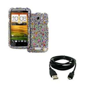 EMPIRE AT&T HTC One X Full Diamond Bling Case Cover (Silver with 