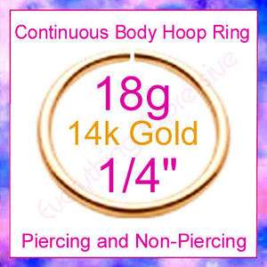 18g 1/4 14k Gold Filled (not plated) Seamless Hoop Body Ring Ear Nose 