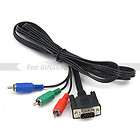 New 15 Pin DB15 VGA Male to 3 RCA RGB Female Connecter Converter 