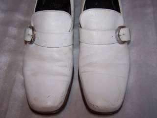 1960s Mens Vintage  1960s White Leather Loafer Shoes 10  