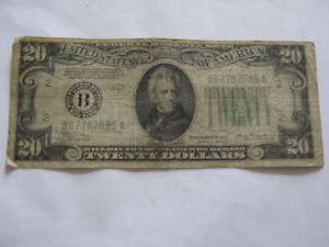 1934A Twenty Dollar Bill Federal Reserve Note B Series  