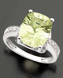 14k White Gold Ring, Green Quartz (4 3/8 ct. t.w.) and Diamond Accent 