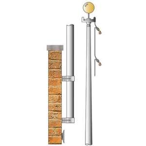   Foot Vertical Wall Mount Flagpole 3 1/2x2 3/8x.125 Satin Finish Home