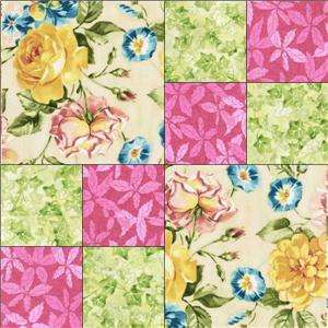   Green Rose Floral Quilt Top Kit Block Fabric Square Pre cut  