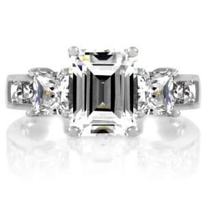 Hannahs 3 Stone 1.5 Carat CZ Ring   Emerald Cut Jewelry