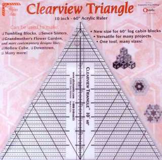 CLEARVIEW TRIANGLE QUILT RULER 10 Inch 60 Degree NEW  