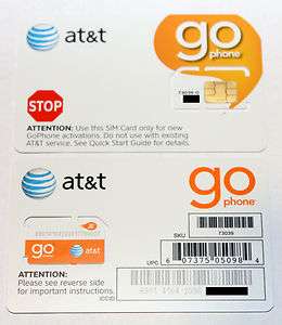AT&T PREPAID GO PHONE SIM CARD, READY TO ACTIVATE 607375050984  