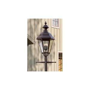   Light Outdoor Post Lamp in Ironstone with Clear Acrylic Panels glass