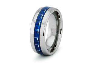    Tungsten Carbide Ring with Blue Carbon Fiber