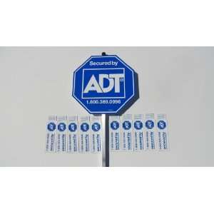  1 Authentic ADT Home Security Alarm System Yard Sign & 10 