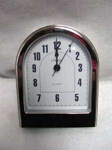 NiB Contemporary Modern silver tone Metal ALARM Clock  