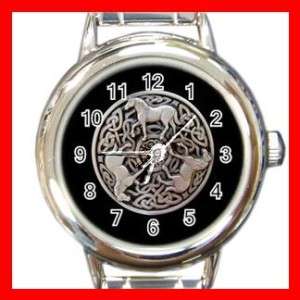 Rare Celtic Knot Horses Religion Round Charm Watch New  