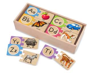 Melissa and Doug Alphabet Wooden Puzzle Cards Toys #2541  
